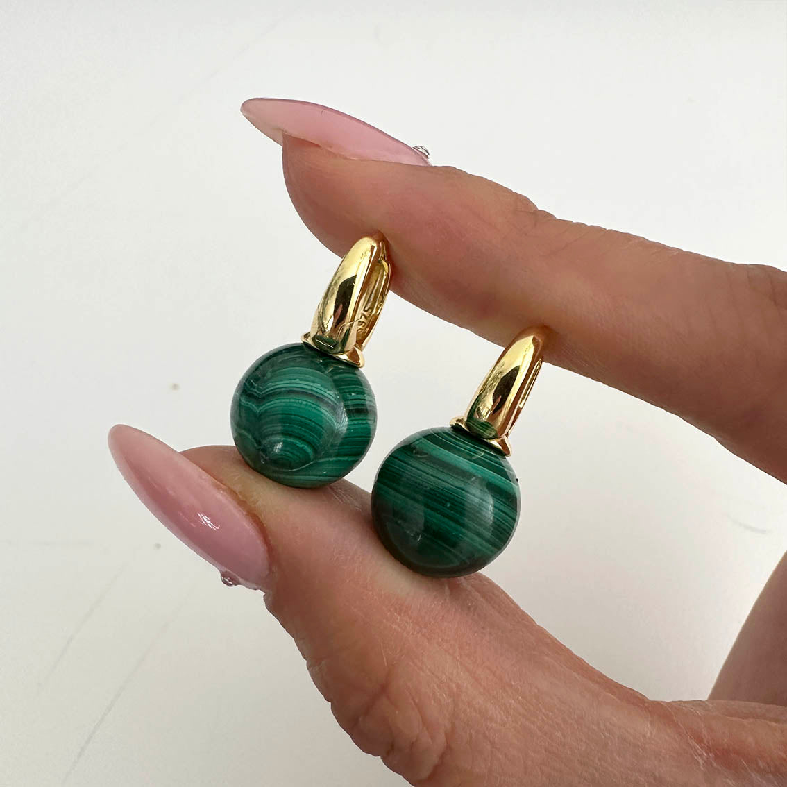 jullie green malachite ball earrings in 18k gold plated sterling silver