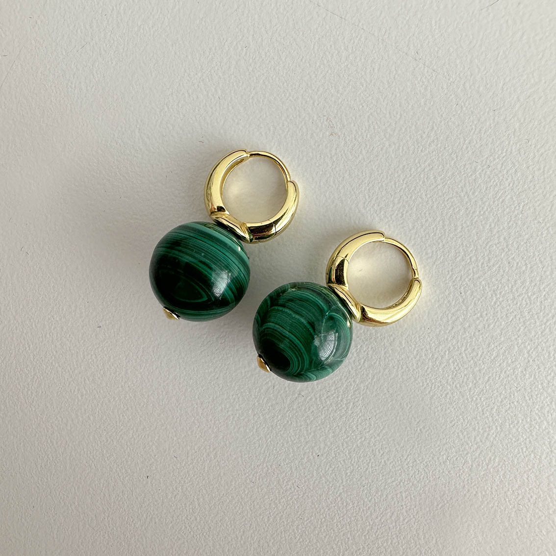 jullie green malachite ball earrings in 18k gold plated sterling silver