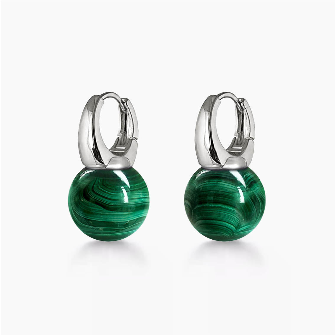 jullie green malachite ball earrings in sterling silver