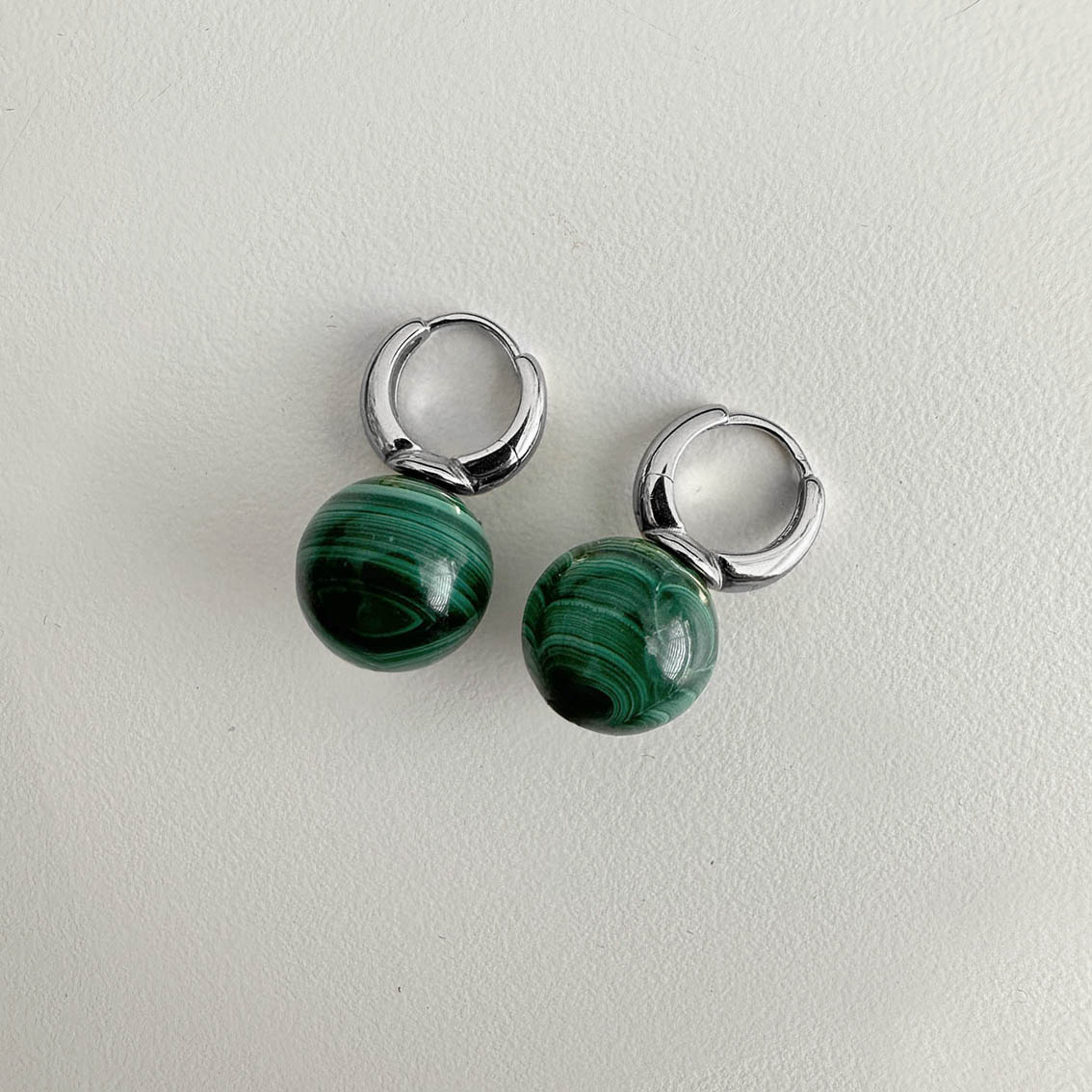 jullie green malachite ball earrings in sterling silver