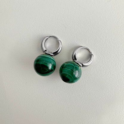 jullie green malachite ball earrings in sterling silver