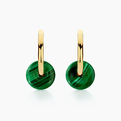 malachite hoop earrings 18k gold plated sterling silver