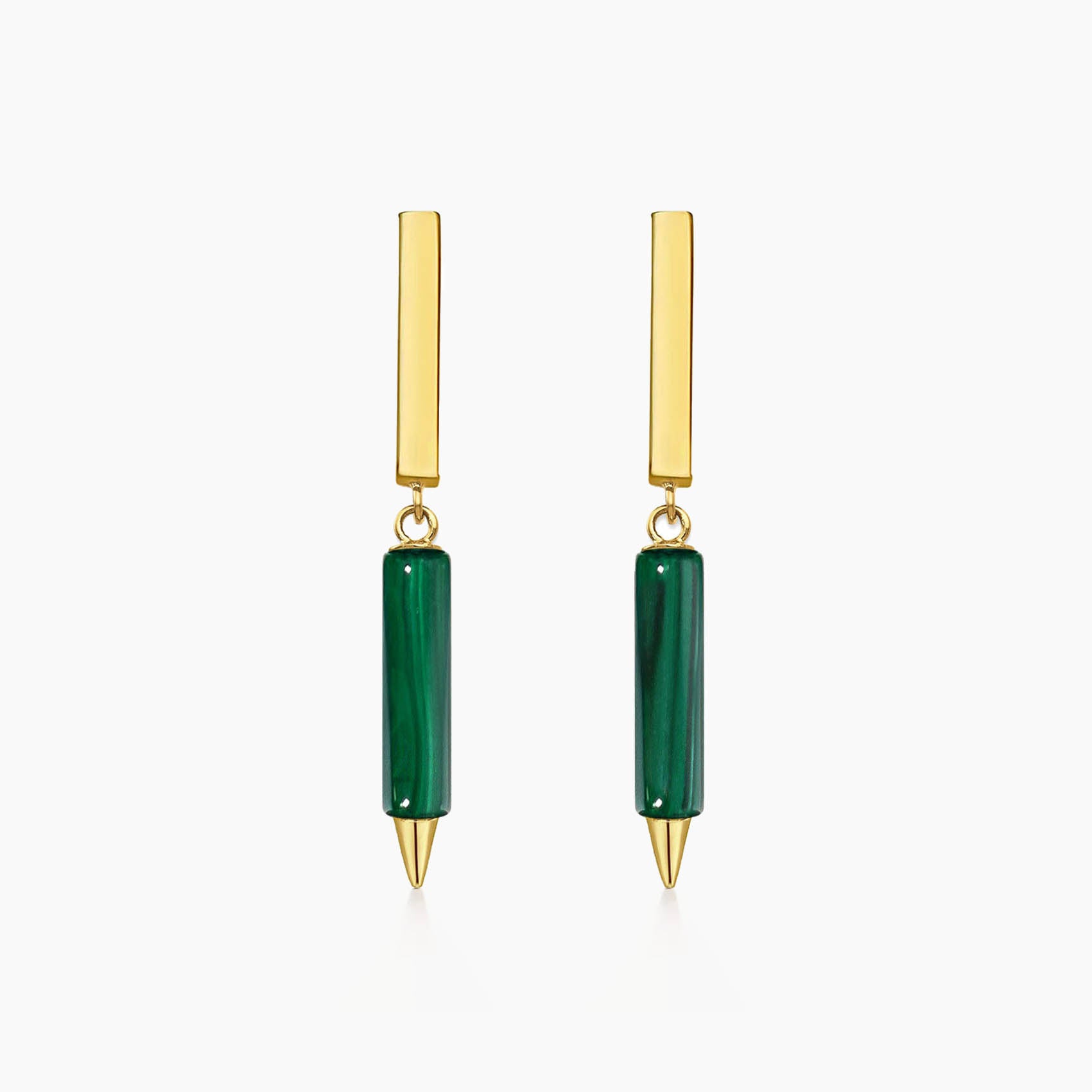 jullie malachite stick earrings in 18k gold plated sterling silver