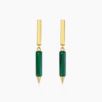 jullie malachite stick earrings in 18k gold plated sterling silver