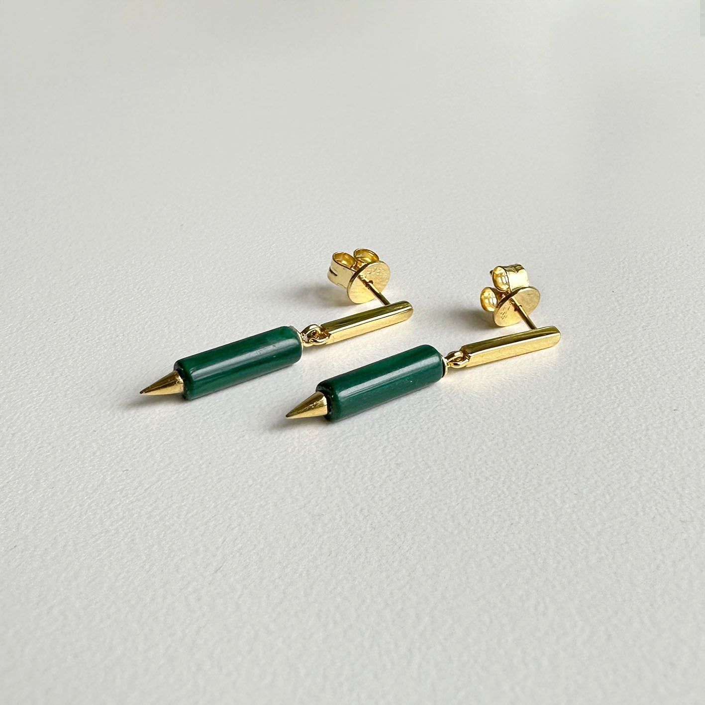 jullie malachite stick earrings in 18k gold plated sterling silver