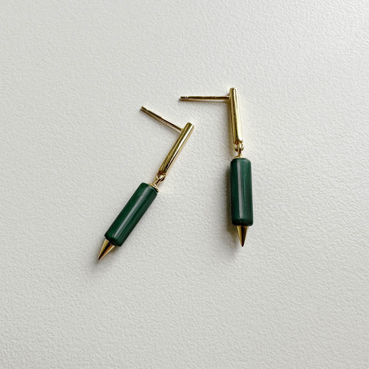 jullie malachite stick earrings in 18k gold plated sterling silver