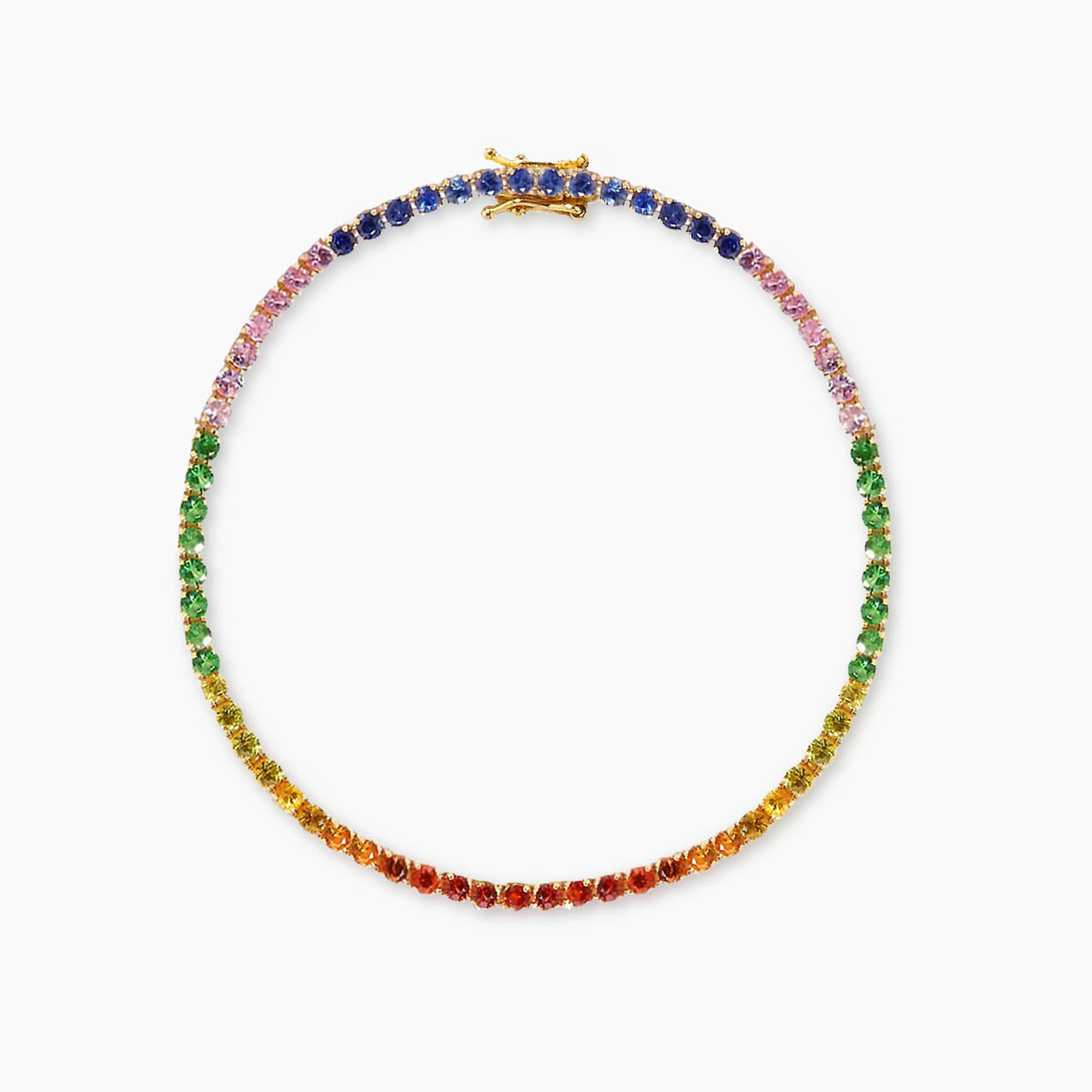 rainbow sapphire tennis bracelet 18k gold