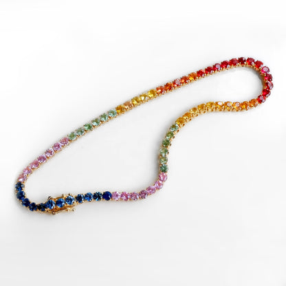 rainbow sapphire tennis bracelet 18k gold