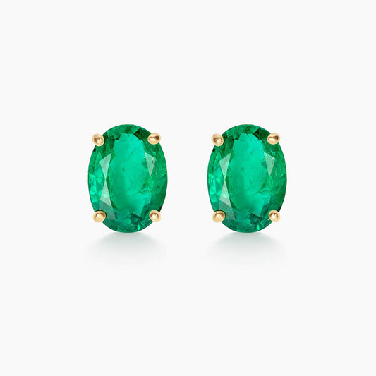 oval emerald earrings 18k gold