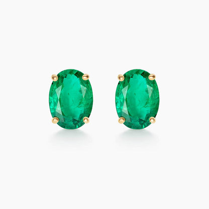 oval emerald earrings 18k gold