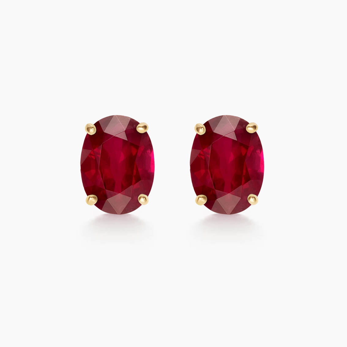 single tulip oval ruby earrings 18k gold