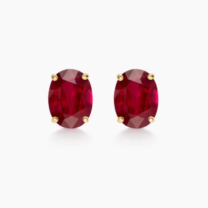 single tulip oval ruby earrings 18k gold
