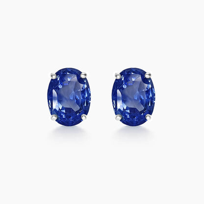 single tulip 1.2ct oval sapphire earrings in 18k white gold