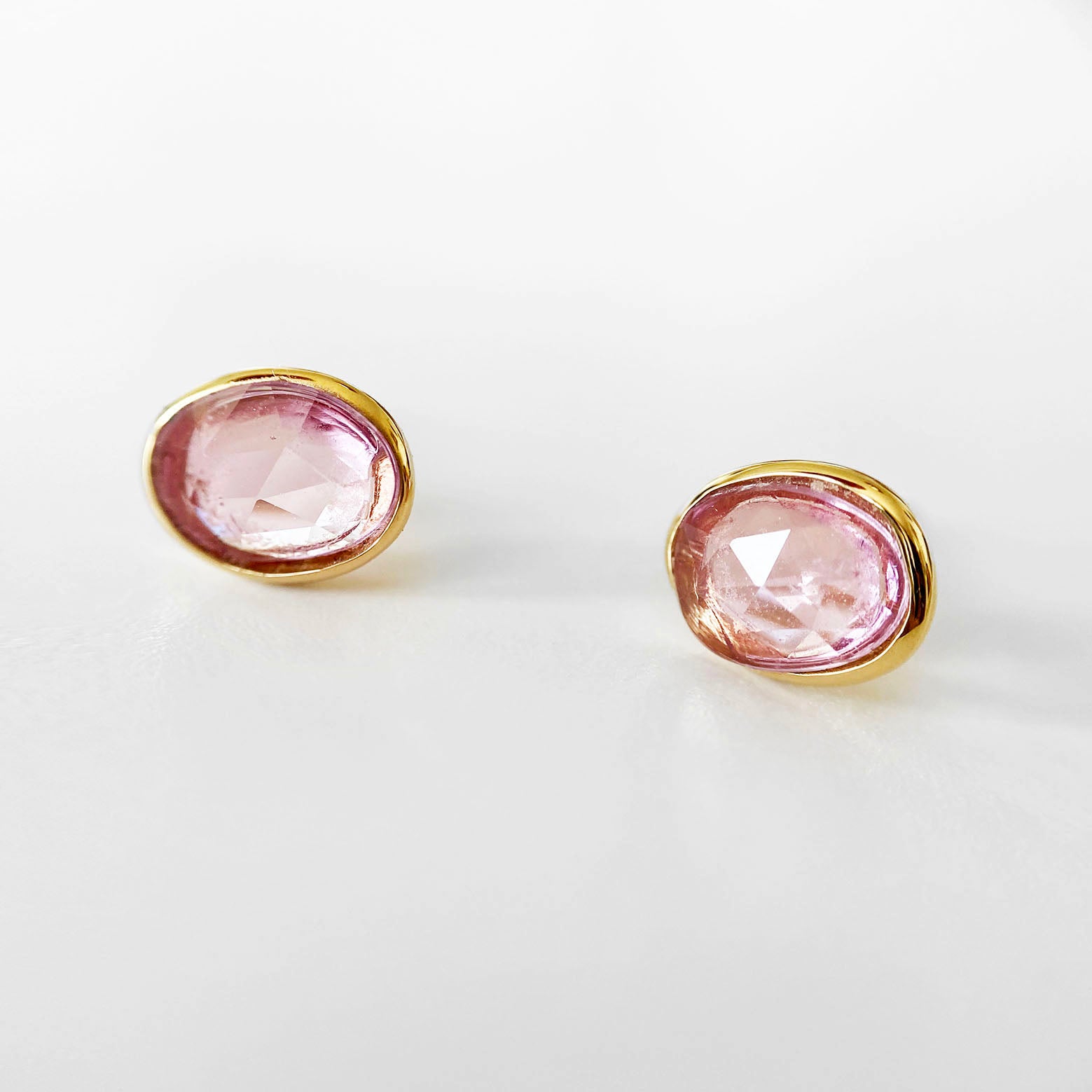 pink sapphire earrings 18k gold zoom