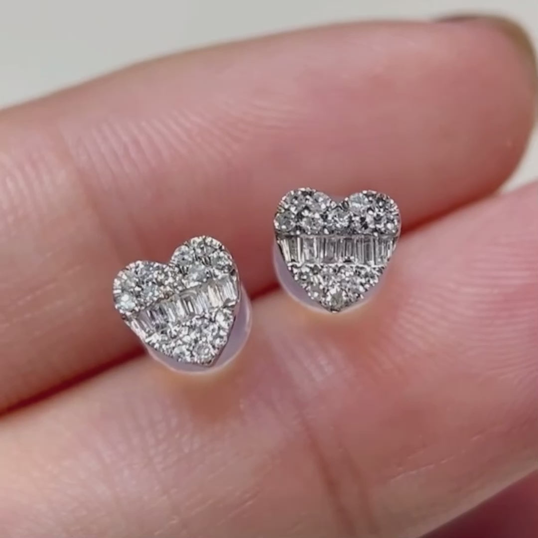 heart to have diamond earrings in 18k white gold video