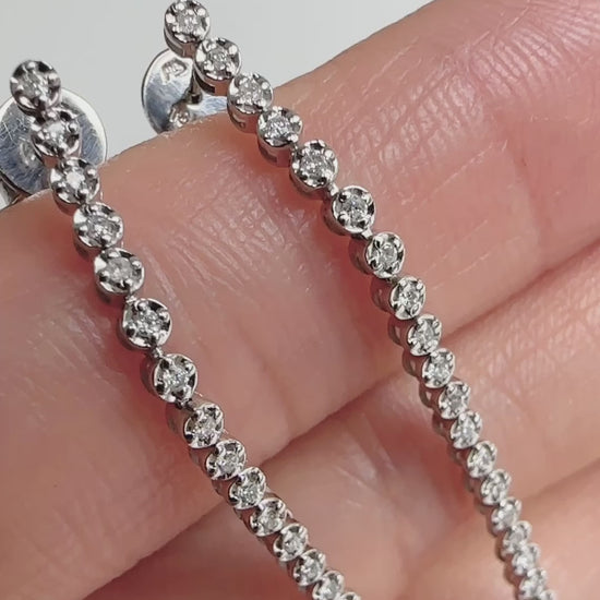 disco long tennis diamond earrings 18k white gold video