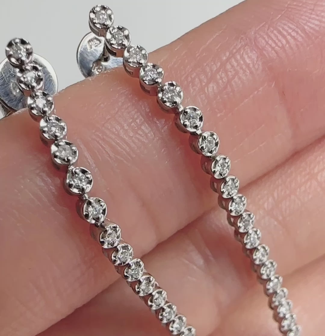 disco long tennis diamond earrings 18k white gold video