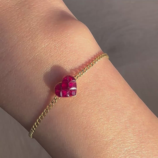 1ct ruby by heart bracelet 18k gold video