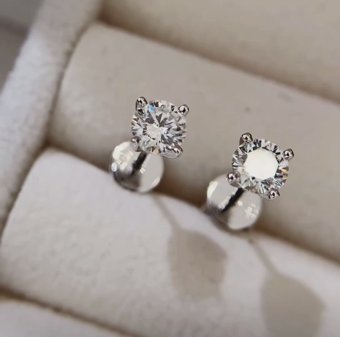 0.6ct diamond stud earrings in 18k white gold video