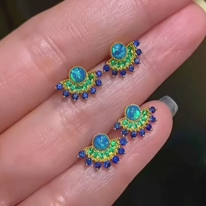 half moon opal earrings 18k gold video