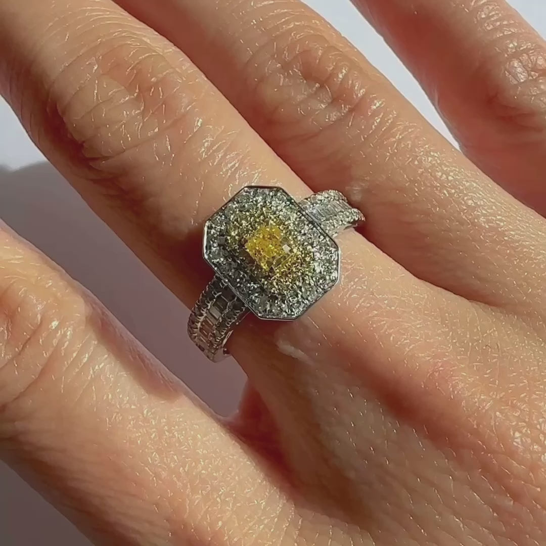 yellow diamond 109ct ring 18k white gold video