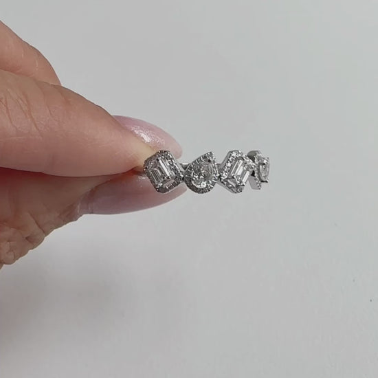 mixed-cut diamond ring 18k white gold video