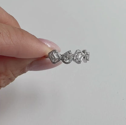 mixed-cut diamond ring 18k white gold video