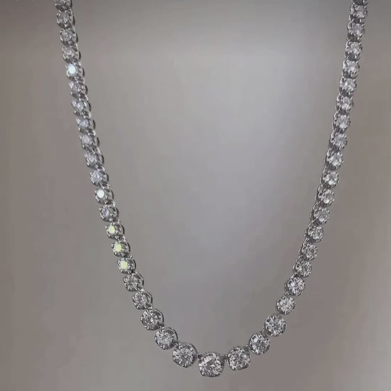 disco 5ct graduated diamond tennis necklace in 18k white gold video