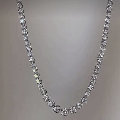 disco 5ct graduated diamond tennis necklace in 18k white gold video