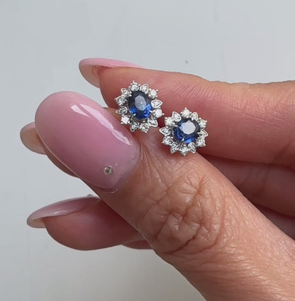 snowflake diamonds and sapphires earrings in 18k white gold video