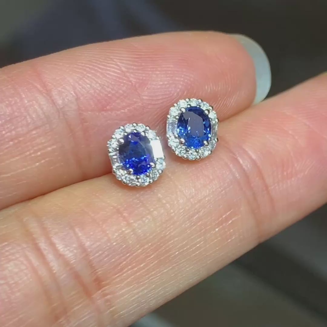 0.93ct sapphire diamond earrings in 18k white gold video