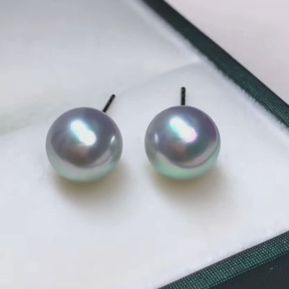 blue akoya pearl diamond earrings 18k white gold video