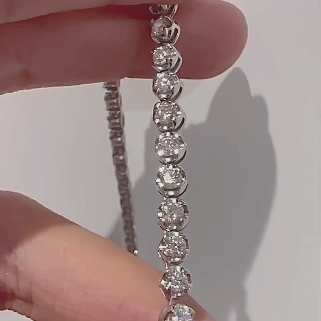 tennis bracelet 18k white gold diamonds 3.0ct video