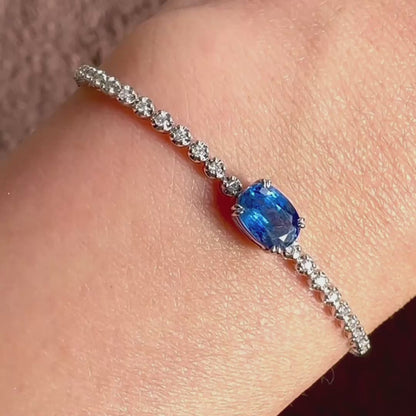 disco 2.16ct sapphire diamond tennis bracelet 18k white gold video