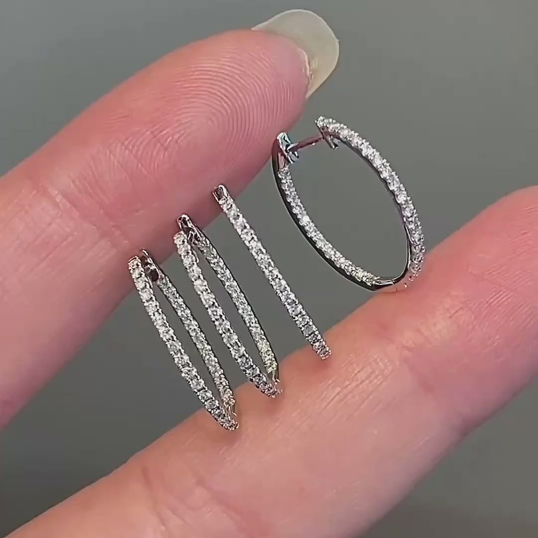embrace 0.6ct diamond oval hoop earrings in 18k white gold video