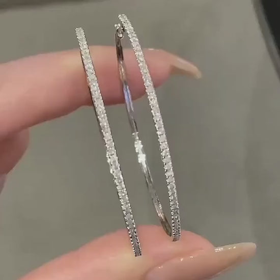 0.8ct diamond hoop earrings in 18k white gold video