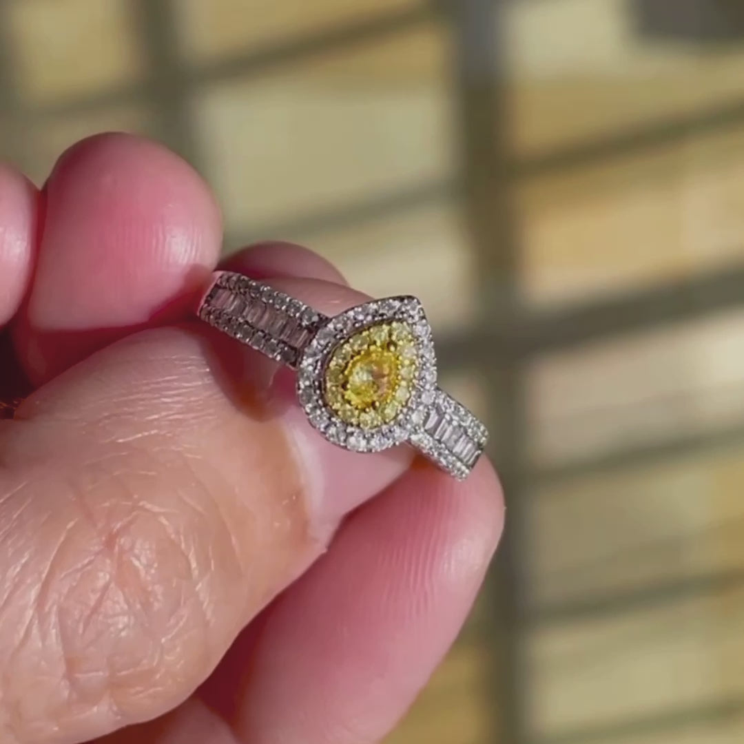 yellow diamond 05ct ring 18k white gold video