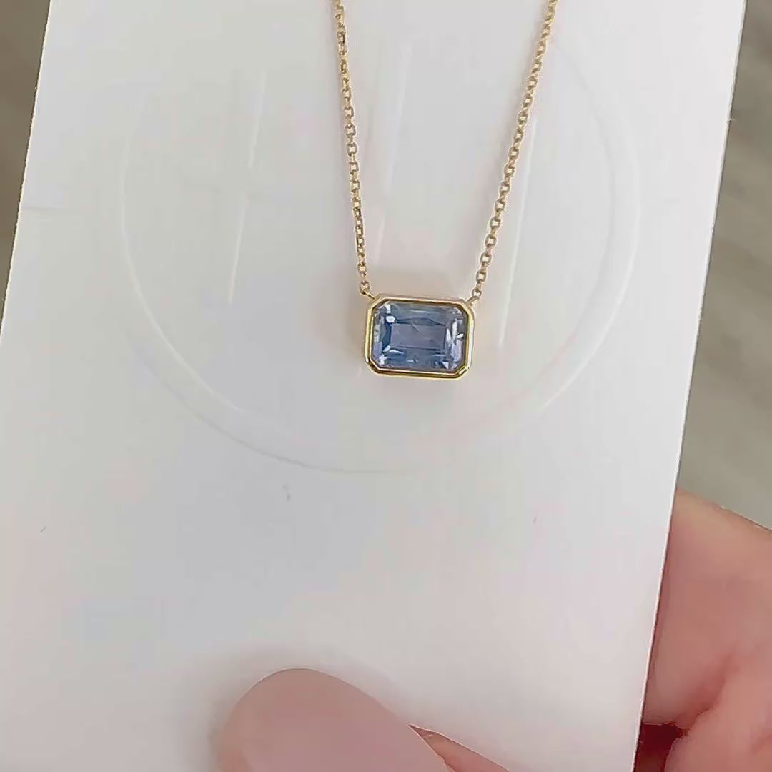 love more bezel ceylon blue sapphire necklace in 18K gold video