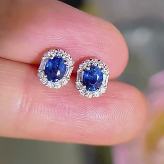1.3ct sapphire diamond earrings in 18 k white gold video