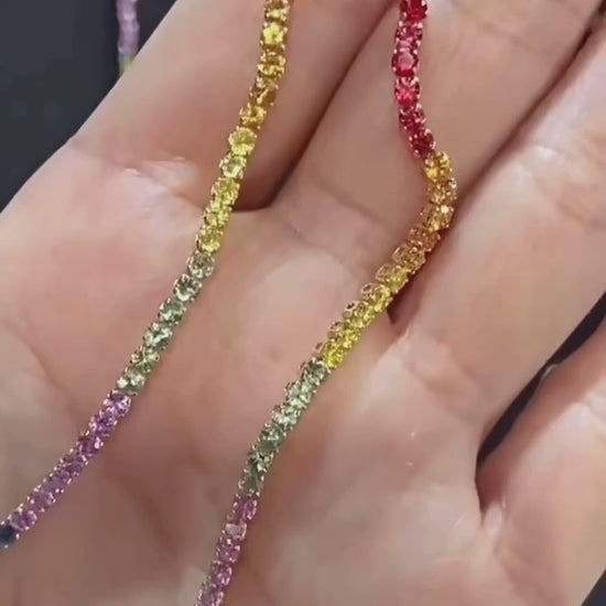 one of a kind rainbow sapphire bracelet in 18k gold video