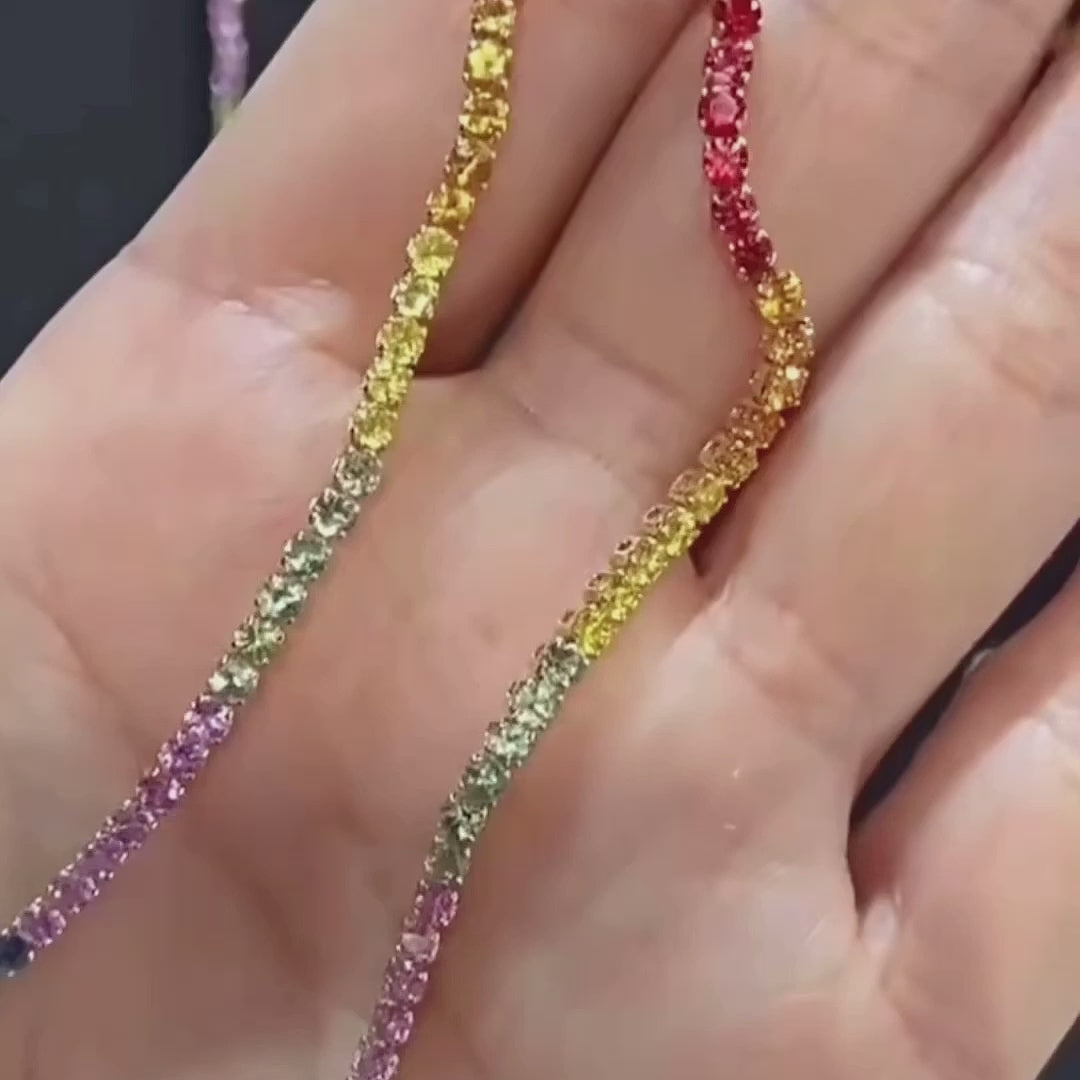 one of a kind rainbow sapphire bracelet in 18k gold video