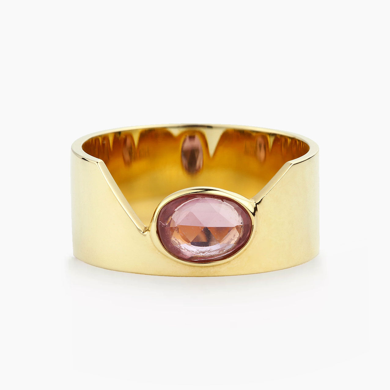 rosewood pink sapphire cigar ring 18k gold