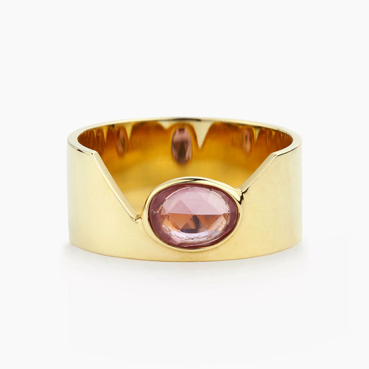 rosewood pink sapphire cigar ring 18k gold