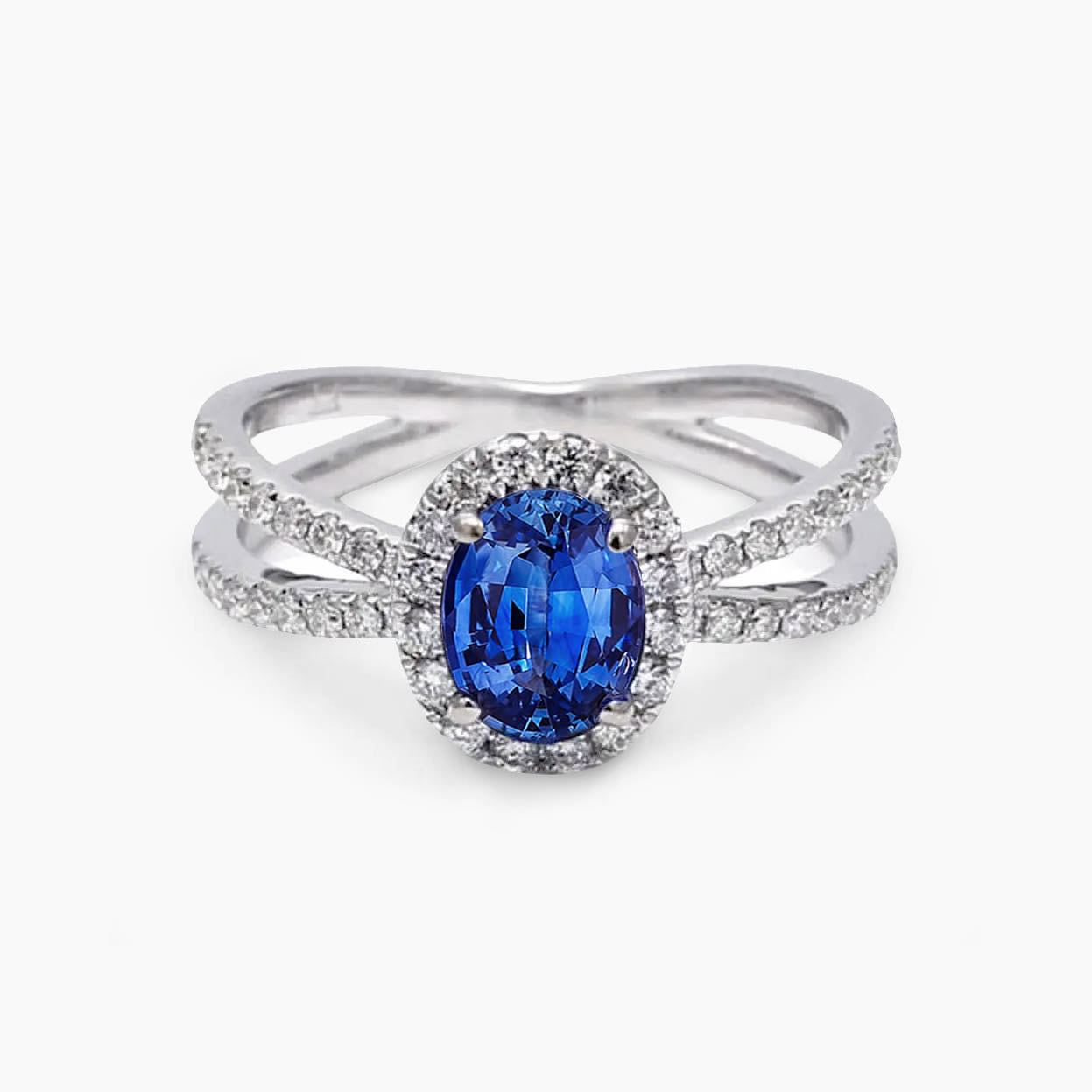 1ct sapphire ring diamond 18k white gold