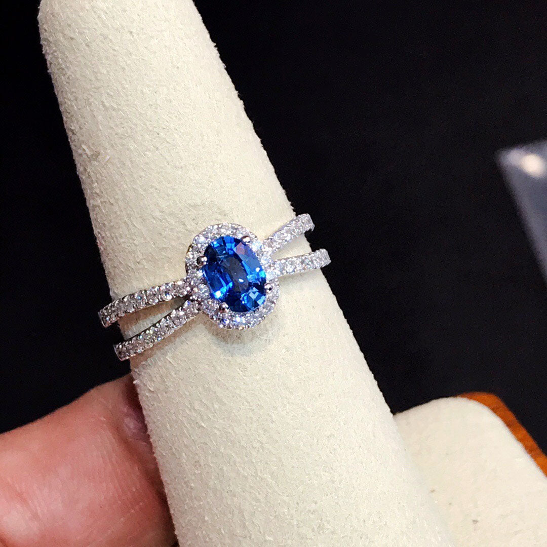 1ct sapphire ring diamond 18k white gold