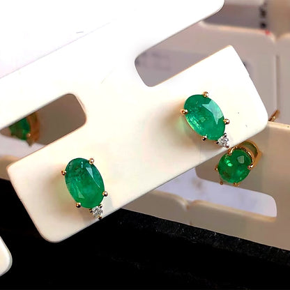 emerald diamond earrings 18k gold