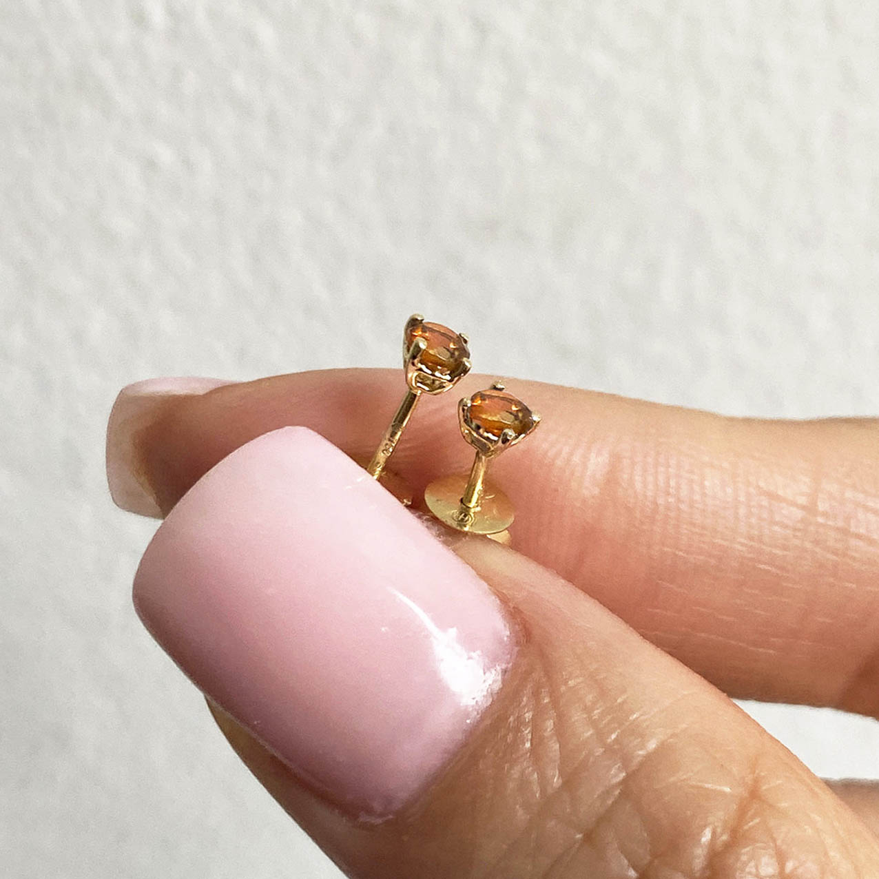 orange tourmaline earrings 18k gold on hand