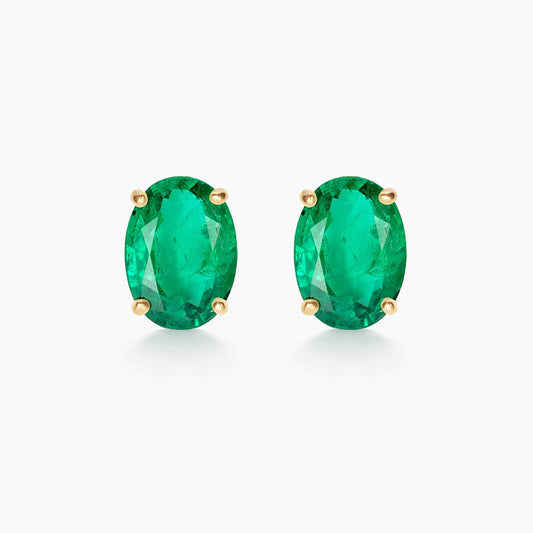 single tulip oval emerald earrings in 18k gold