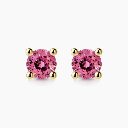 single tulip pink tourmaline earrings 18k gold