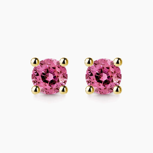 single tulip pink tourmaline earrings 18k gold